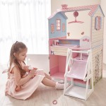 Casuta lemn de joaca pe ambele parti Pepiniera-Cresa-Double Sided Wooden Play Nursery
